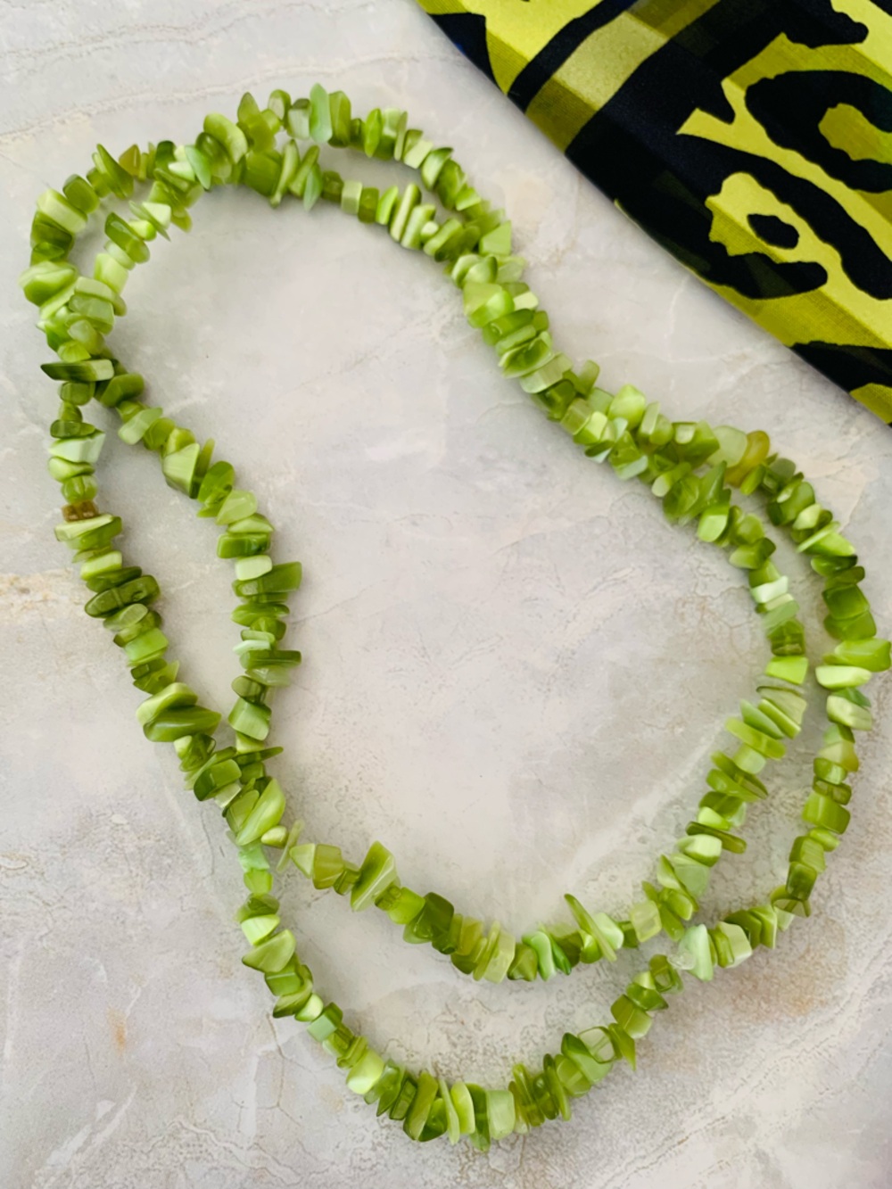 Green Serpentine Agate Chip Necklace